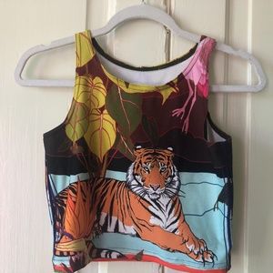 Crop Tank Top Tiger Print Size Small